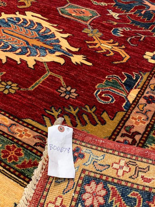 Hand-Knotted Vegetable Dye Kazak Rug from Pakistan, size 8" x 10"