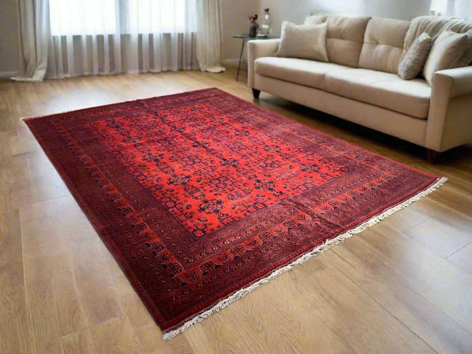 Terkaman Tribal Afghan Oriental Rug, size 8' 4" x 11' 7" (C)