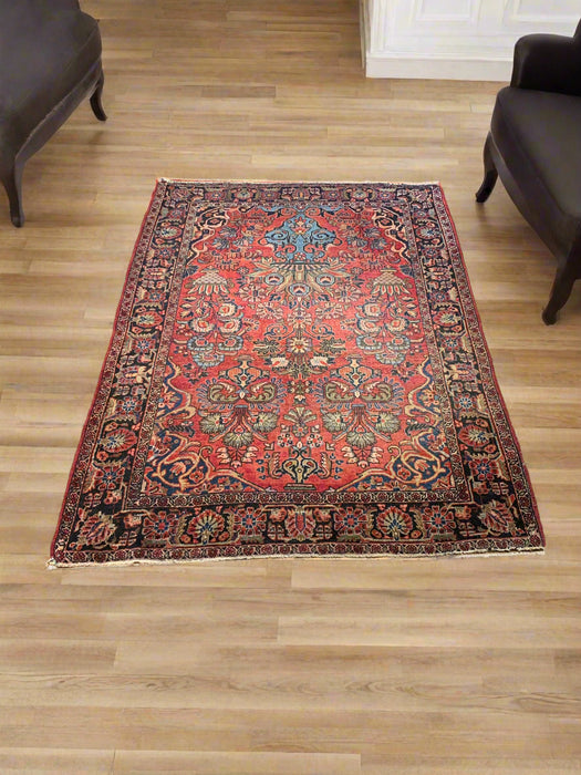 Timeless Beauty, Hand woven. Antique Persian Sarouk Rug, size 3' 6" x 5' 6"