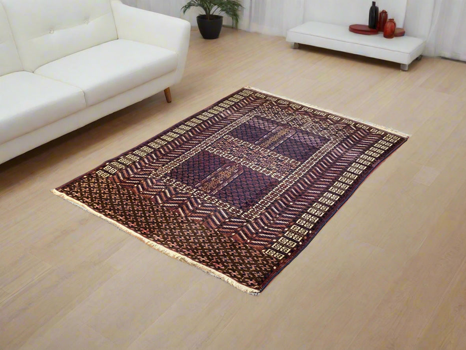 Terkaman Tribal Afghan Oriental Rug, 3' 8" x 5' (C) Antique