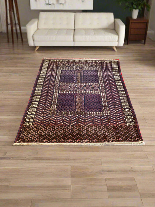 Terkaman Tribal Afghan Oriental Rug, 3' 8" x 5' (C) Antique