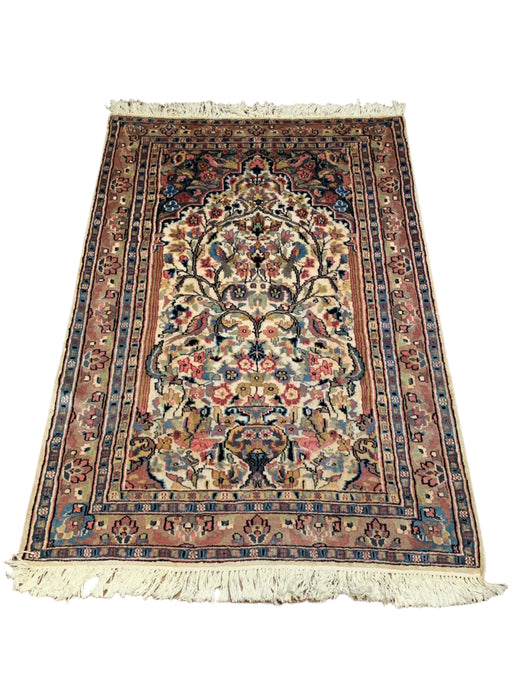 Hand-Knotted Pakistan Kashmiri Silk Wool Blend Rug, 3' 2" x 5' (E)
