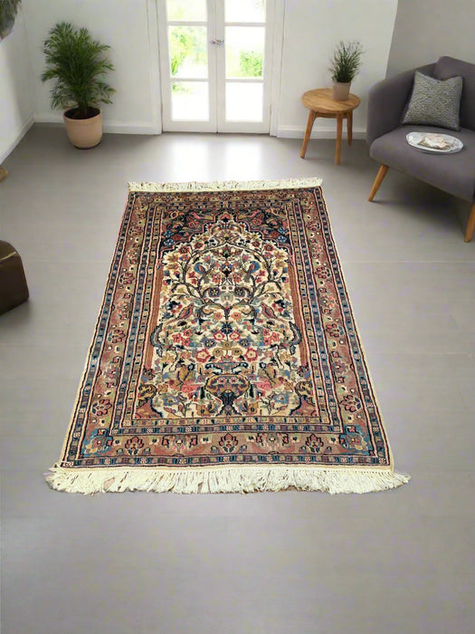 Hand-Knotted Pakistan Kashmiri Silk Wool Blend Rug, 3' 2" x 5' (E)