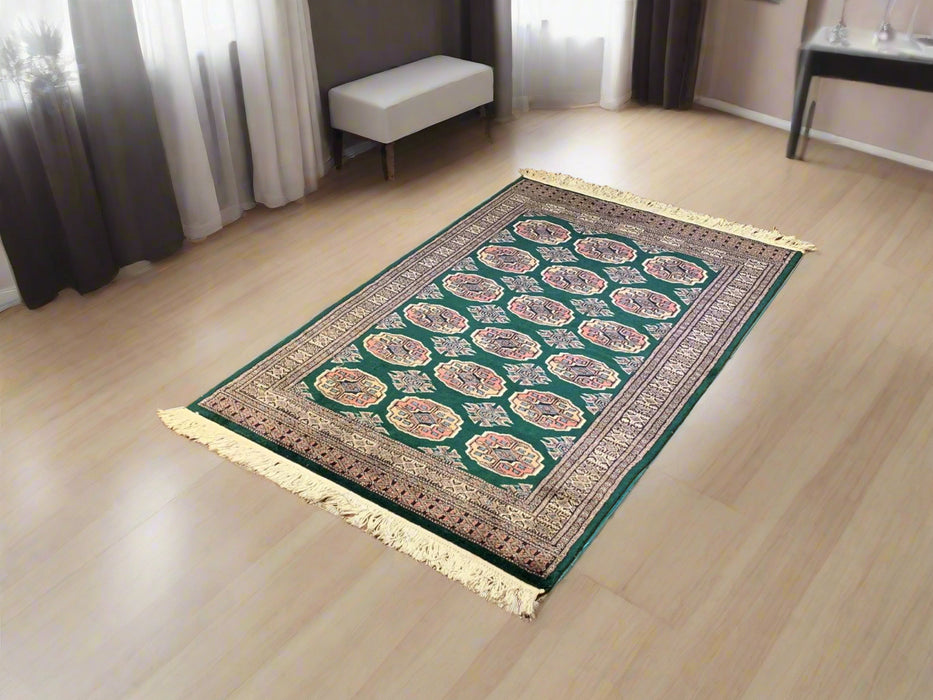 Hand-Knotted Pakistan Kashmiri Silk Wool Blend Rug, 3' x 4' 10" (E)