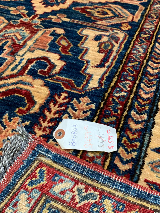 Hand-Knotted Vegetable Dye Kazak Rug from Pakistan, 3' 6" x 5'