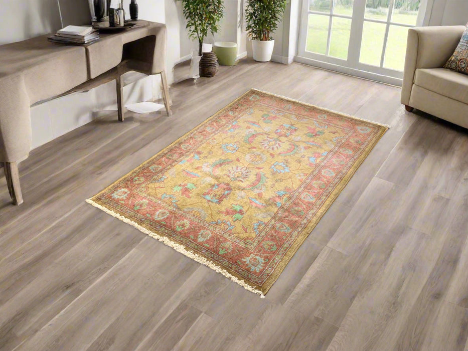 Hand-Knotted Sultanabad Vegetable-Dyed Wool Rug, 3' 4" x 5' (K)