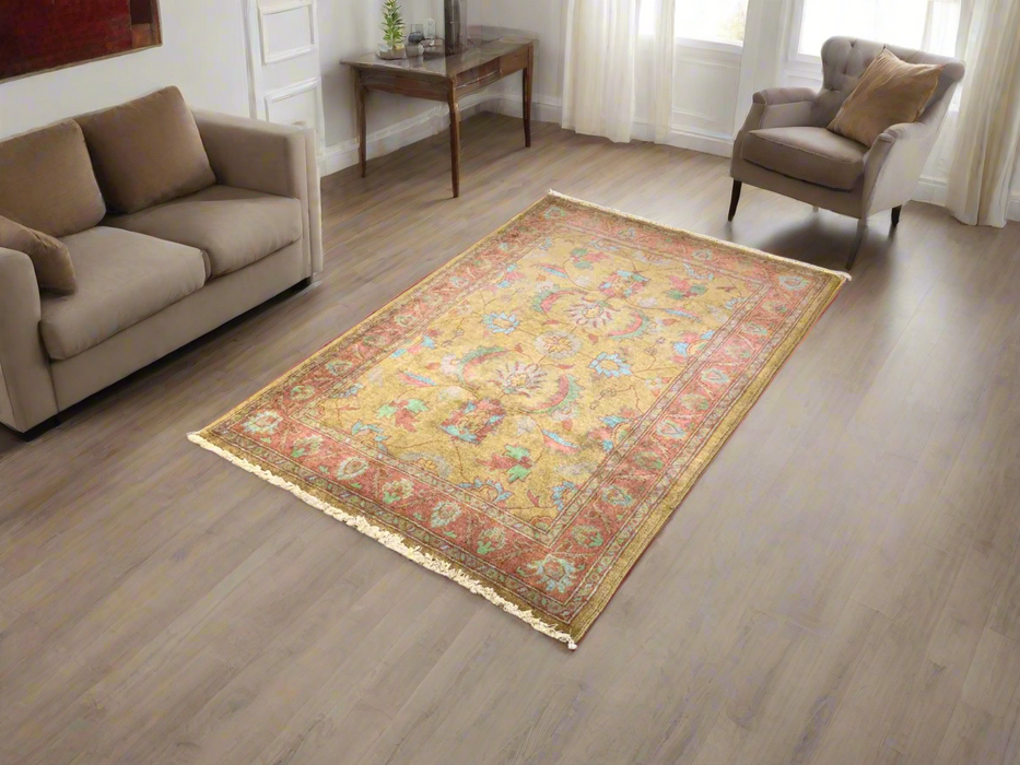 Hand-Knotted Sultanabad Vegetable-Dyed Wool Rug, 3' 4" x 5' (K)