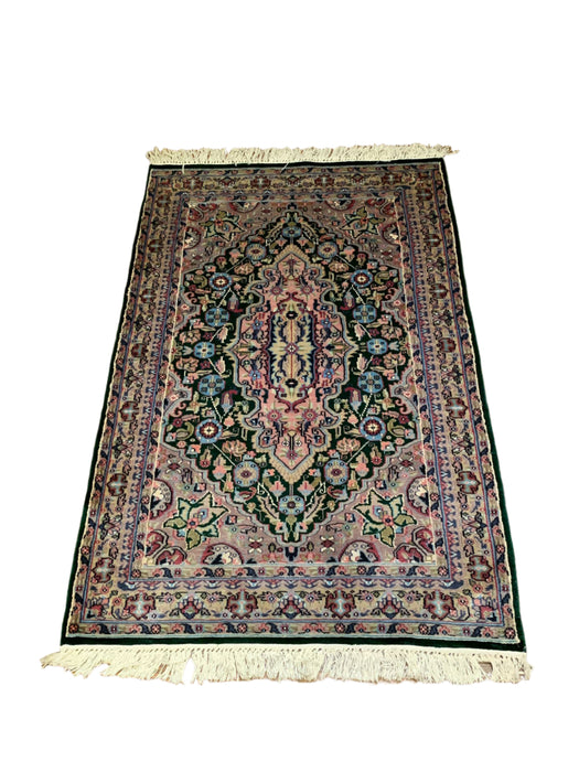 Hand-Knotted Pakistan Kashmiri Silk Wool Blend Rug, 3' x 5' (E)