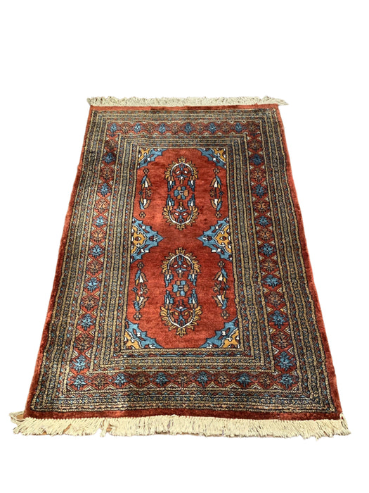 Hand-Knotted Pakistan Kashmiri Silk Wool Blend Rug, 3' x 4' 10" (E)