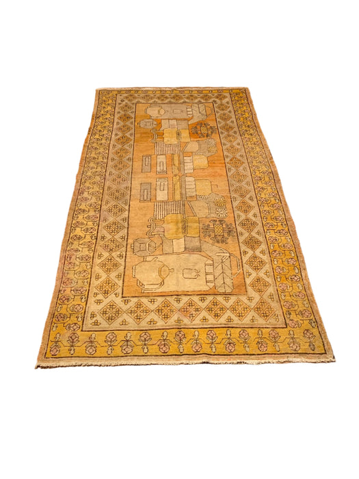 Antique Khotan Samarkand Rug, Tea Pot Design circa 1910's, 5' x 10'