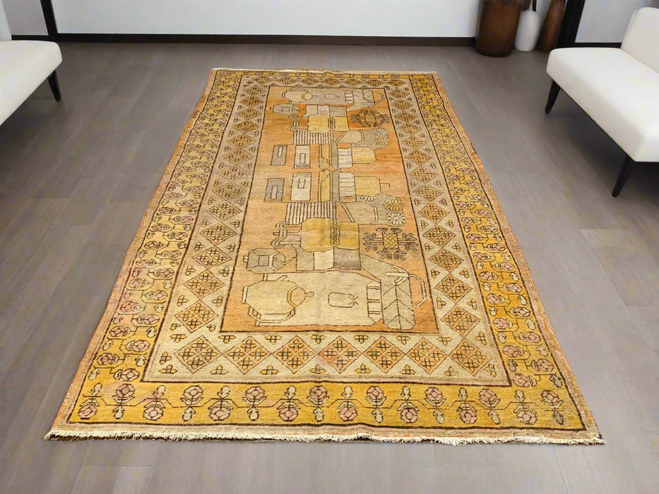 Antique Khotan Samarkand Rug, Tea Pot Design circa 1910's, 5' x 10'