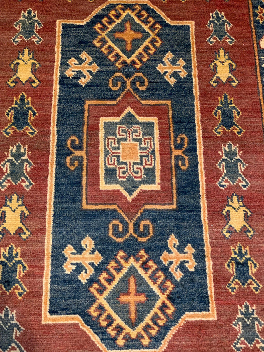 Hand-Knotted Vegetable Dye Kazak Rug from Pakistan, 3' 4" x 5' 3"