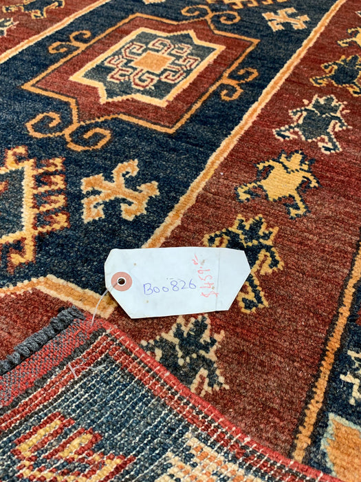 Hand-Knotted Vegetable Dye Kazak Rug from Pakistan, 3' 4" x 5' 3"