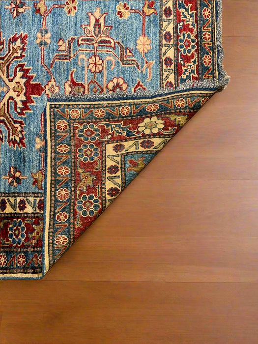 Hand-Knotted Vegetable Dye Kazak Rug from Pakistan, 3' x 4' 5"