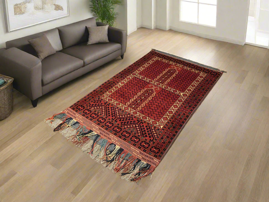 Terkaman Tribal Afghan Oriental Rug,  3' 6" x 5' 6" (C)