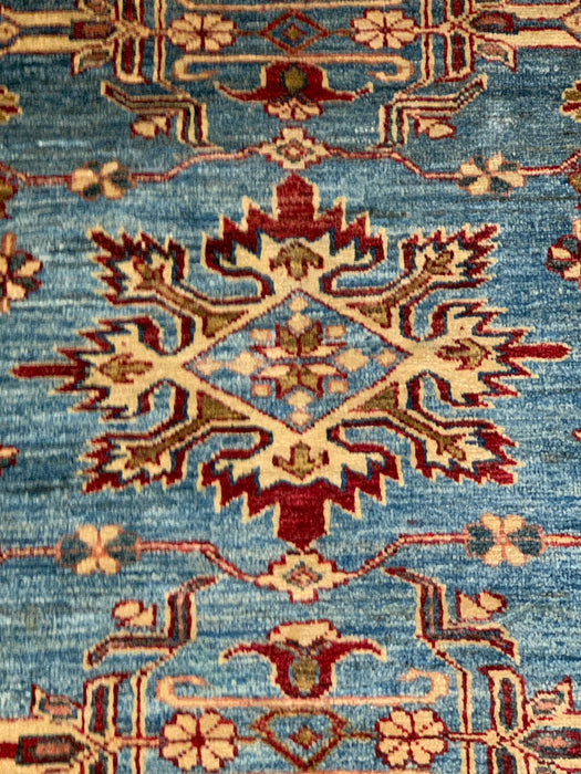 Hand-Knotted Vegetable Dye Kazak Rug from Pakistan, 3' x 4' 5"