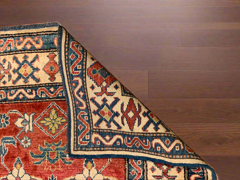 Hand-Knotted Vegetable Dye Kazak Rug from Pakistan, 3' 3" x 5' 4"