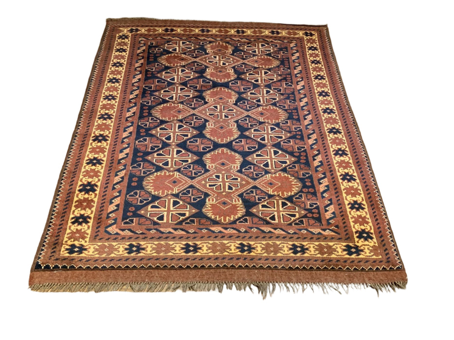 Terkaman Tribal Afghan Oriental Rug, 3' 5" x 4' 10" (C) Very Fine