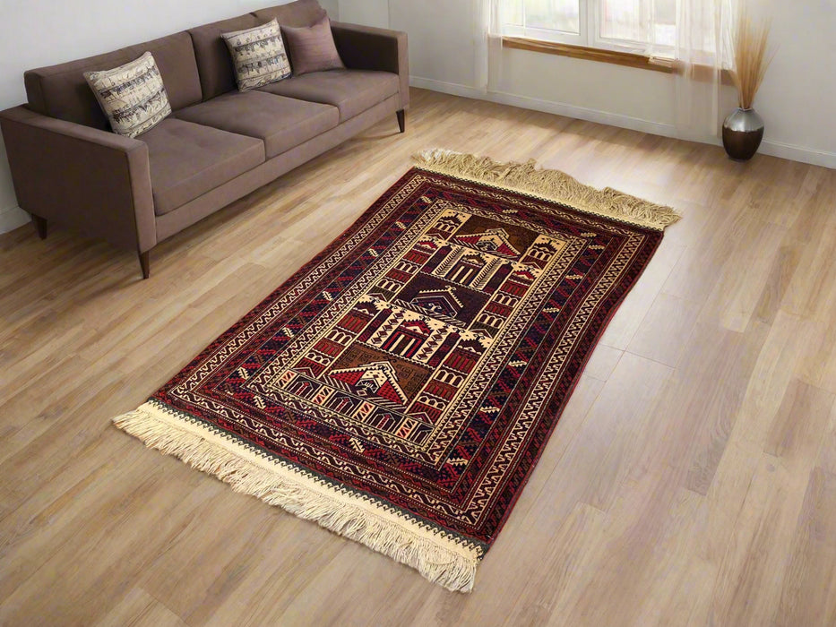 Terkaman Tribal Baluch Oriental Rug, 2' 11" x 4' 5" (A)