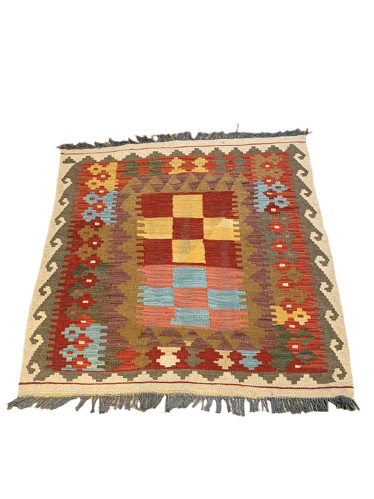 Afghan Kilim Handwoven flatweave Rug 3' 4" x 3' 5"