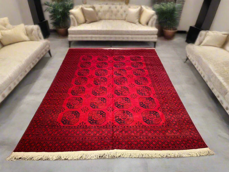 Terkaman Tribal Afghan Oriental Rug, 8' 8" x 11' 3" (C) Fielpa