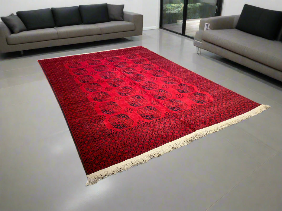 Terkaman Tribal Afghan Oriental Rug, 8' 8" x 11' 3" (C) Fielpa