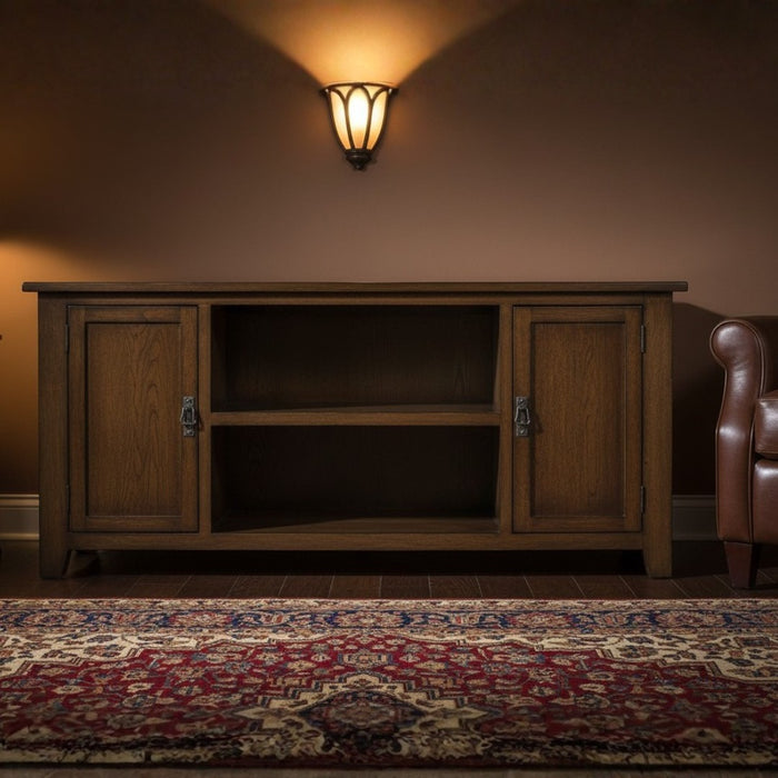 Mission 2 Door Quarter Sawn Oak TV Stand - Walnut