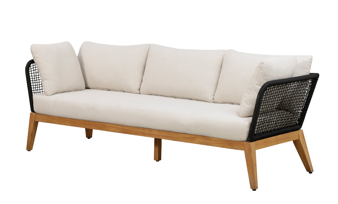 Cypress Teak Wood Sofa with Black Color Rope Design