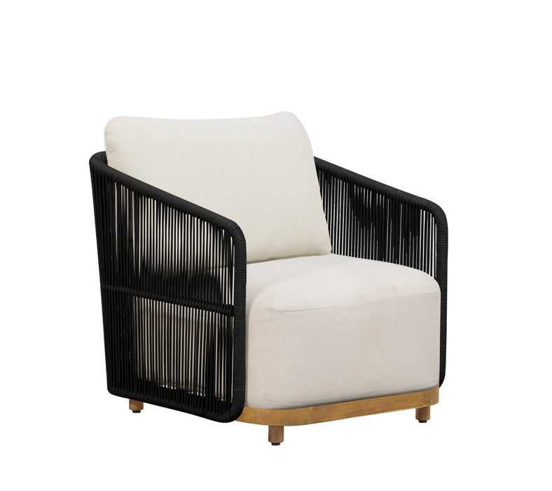 Alpine Teak Wood Outdoor Arm Chair with Black Rope Design