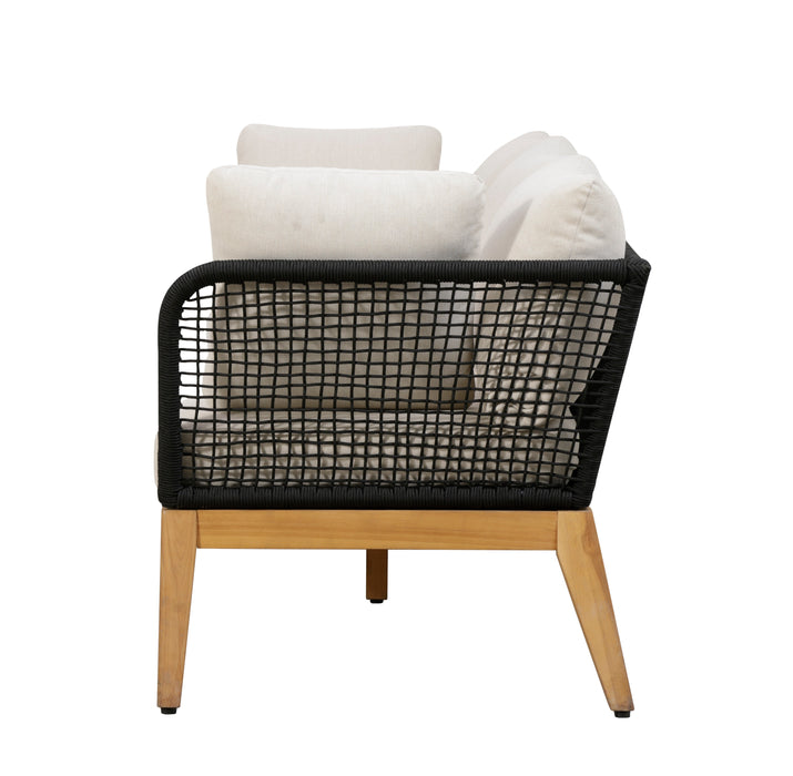 Cypress Teak Wood Sofa with Black Color Rope Design