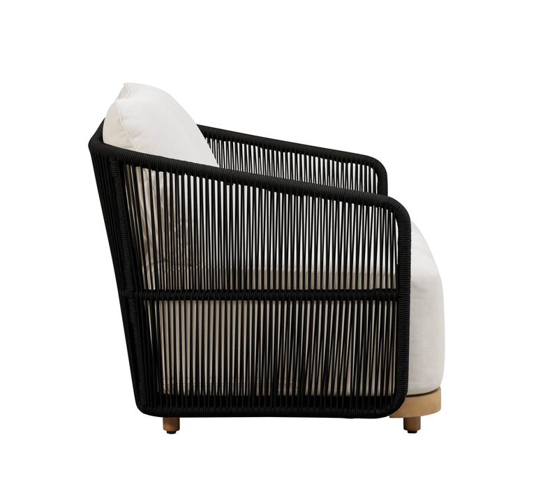 Alpine Teak Wood Outdoor Arm Chair with Black Rope Design