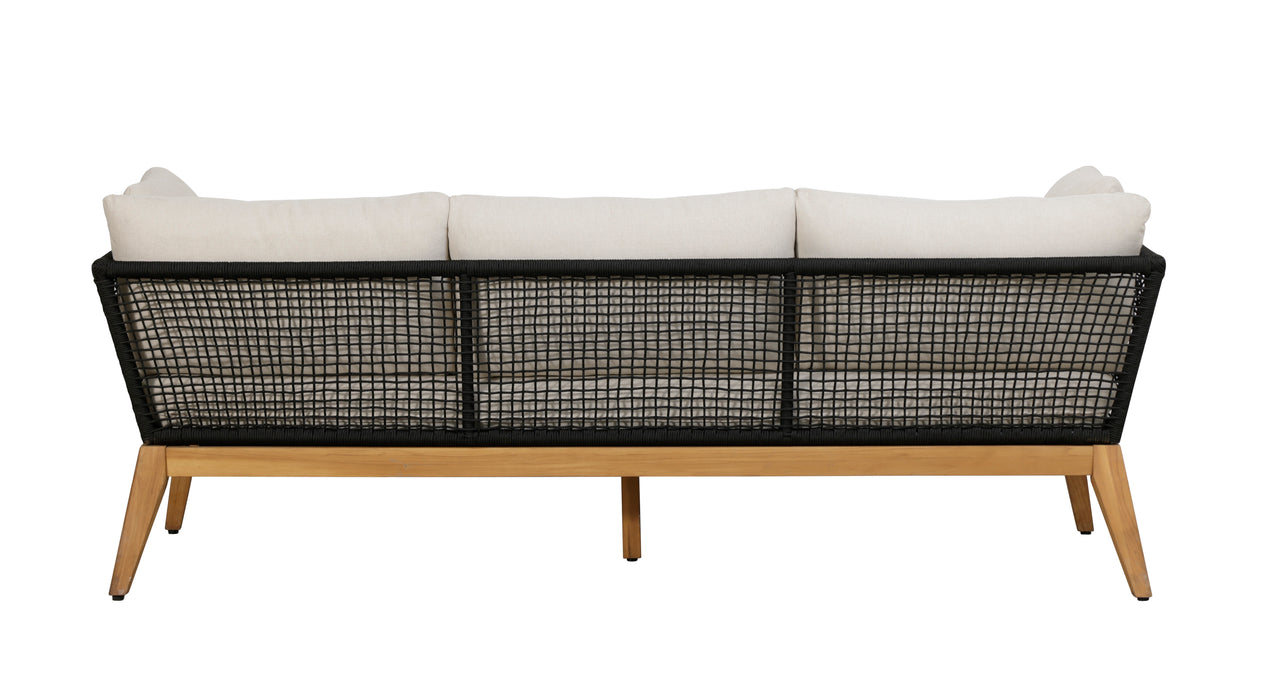 Cypress Teak Wood Sofa with Black Color Rope Design