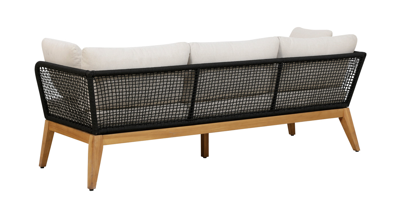 Cypress Teak Wood Sofa with Black Color Rope Design
