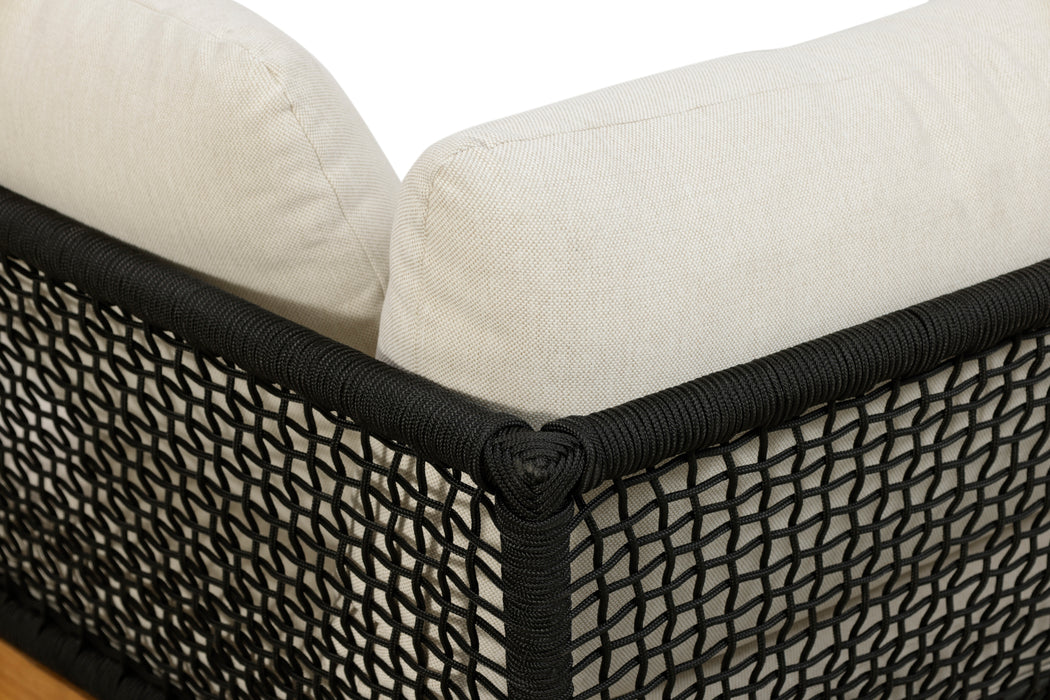 Cypress Teak Wood Sofa with Black Color Rope Design