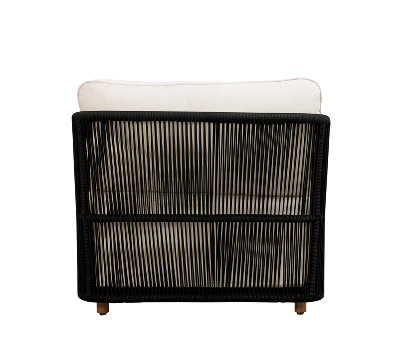 Alpine Teak Wood Outdoor Arm Chair with Black Rope Design