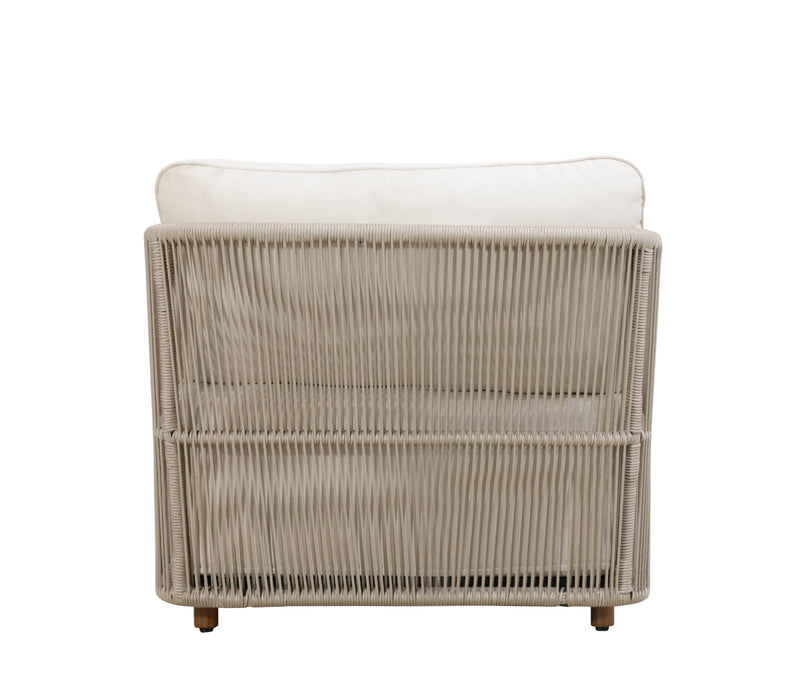 Alpine Teak Wood Outdoor Arm Chair with Biege Rope Design