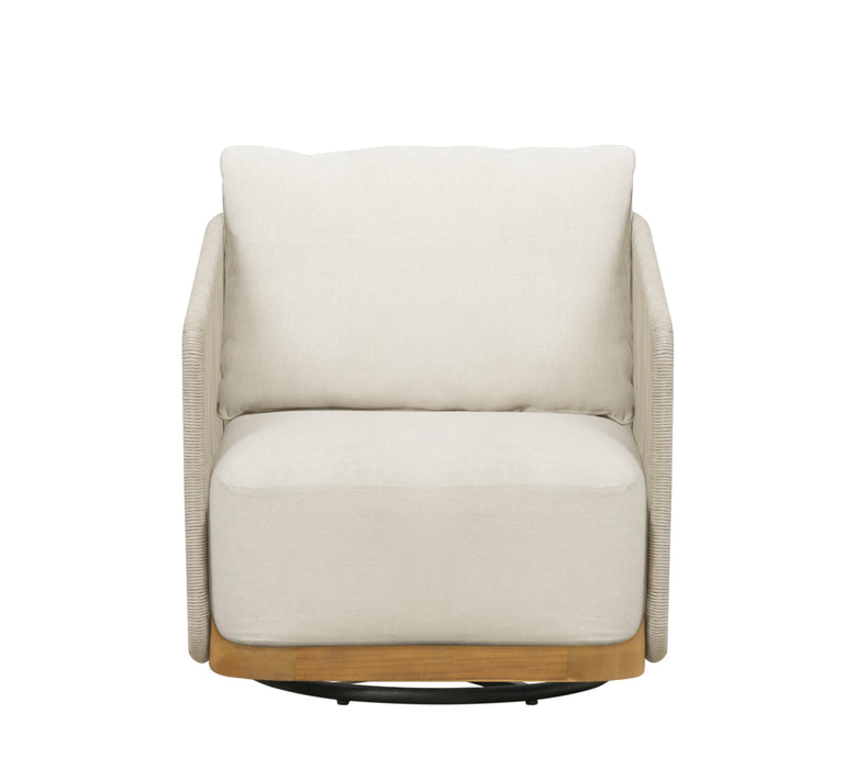 Alpine Teak Wood Modern Swivel Outdoor Arm Chair – Beige