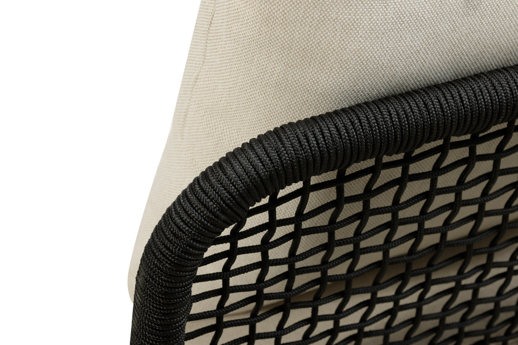 Cypress Teak Wood Sofa with Black Color Rope Design