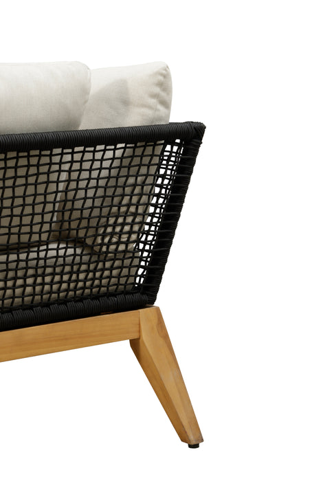 Cypress Teak Wood Sofa with Black Color Rope Design