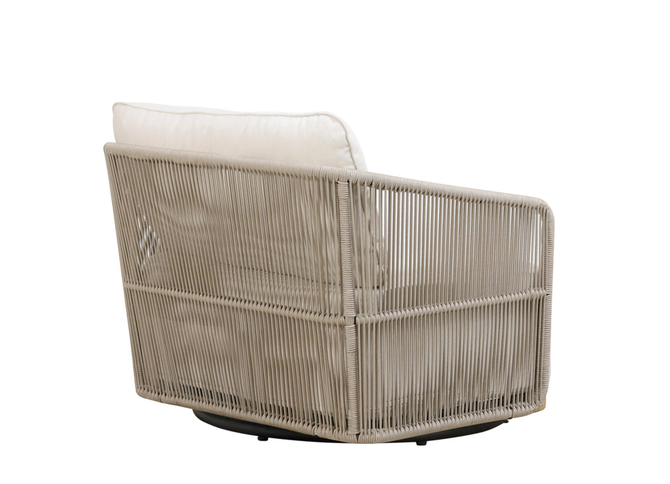 Alpine Teak Wood Modern Swivel Outdoor Arm Chair – Beige