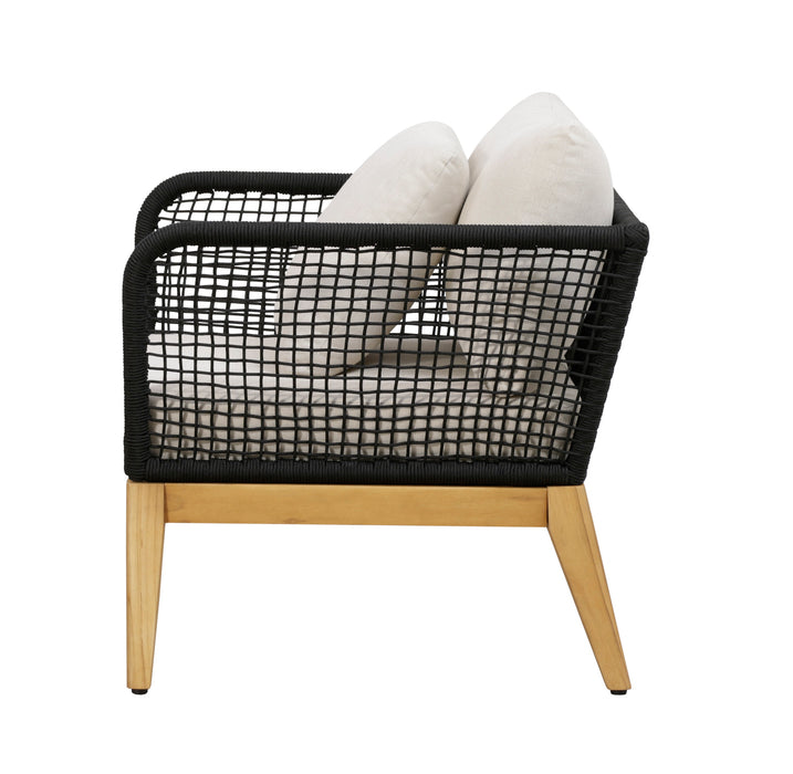 Cypress Teak Wood Outdoor Arm Chair with Black Rope Design