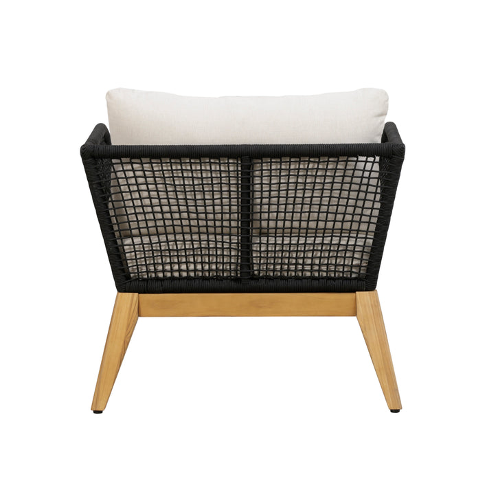 Cypress Teak Wood Outdoor Arm Chair with Black Rope Design