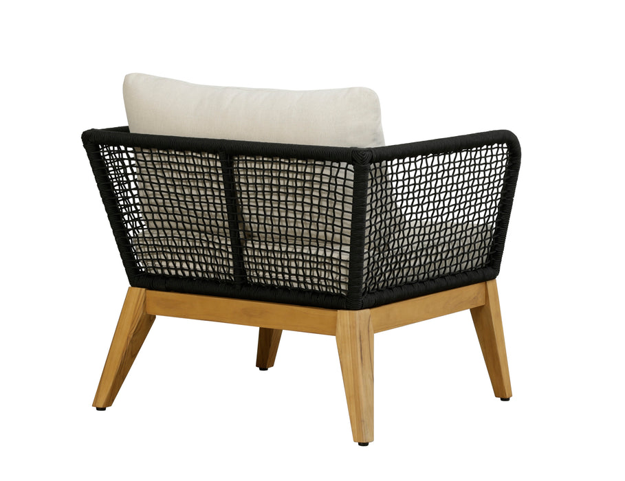 Cypress Teak Wood Outdoor Arm Chair with Black Rope Design