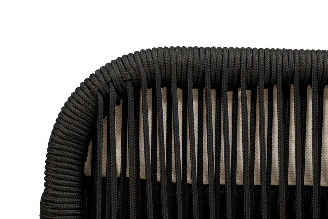 Alpine Teak Wood Outdoor Ottoman with Black - Rope Design