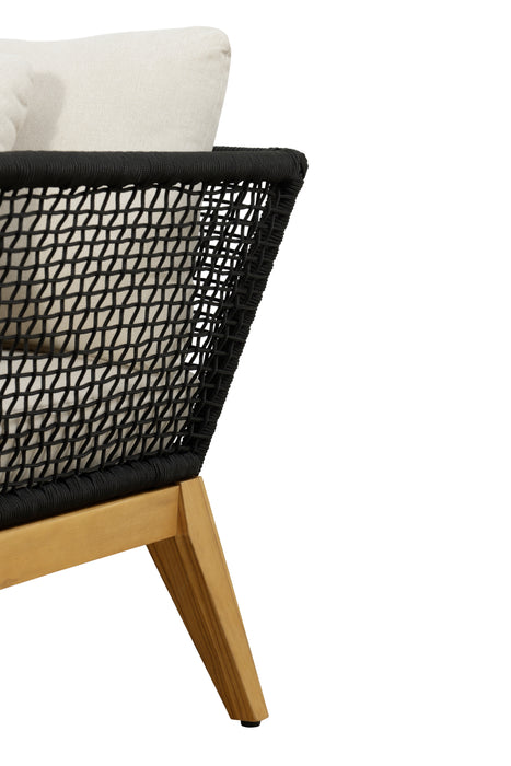 Cypress Teak Wood Outdoor Arm Chair with Black Rope Design