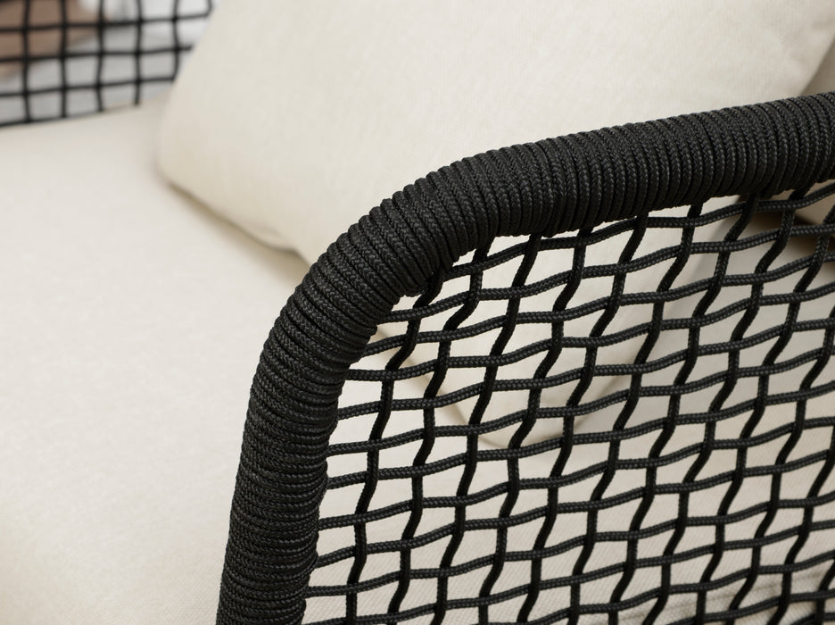 Cypress Teak Wood Outdoor Arm Chair with Black Rope Design