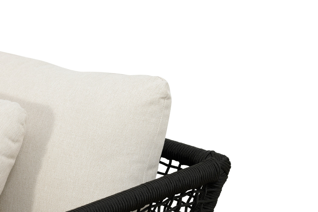 Cypress Teak Wood Outdoor Arm Chair with Black Rope Design