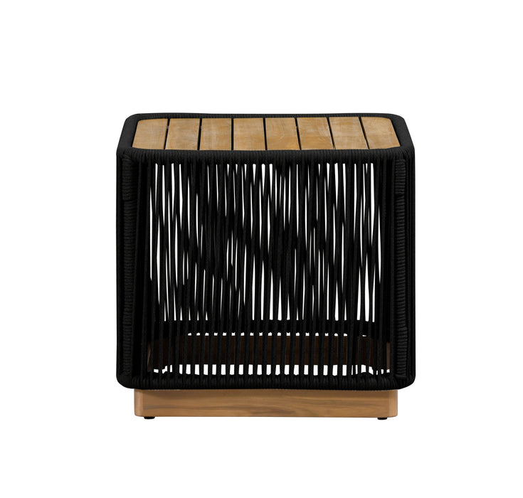 Alpine Teak Collection Rope Design End Table - Black