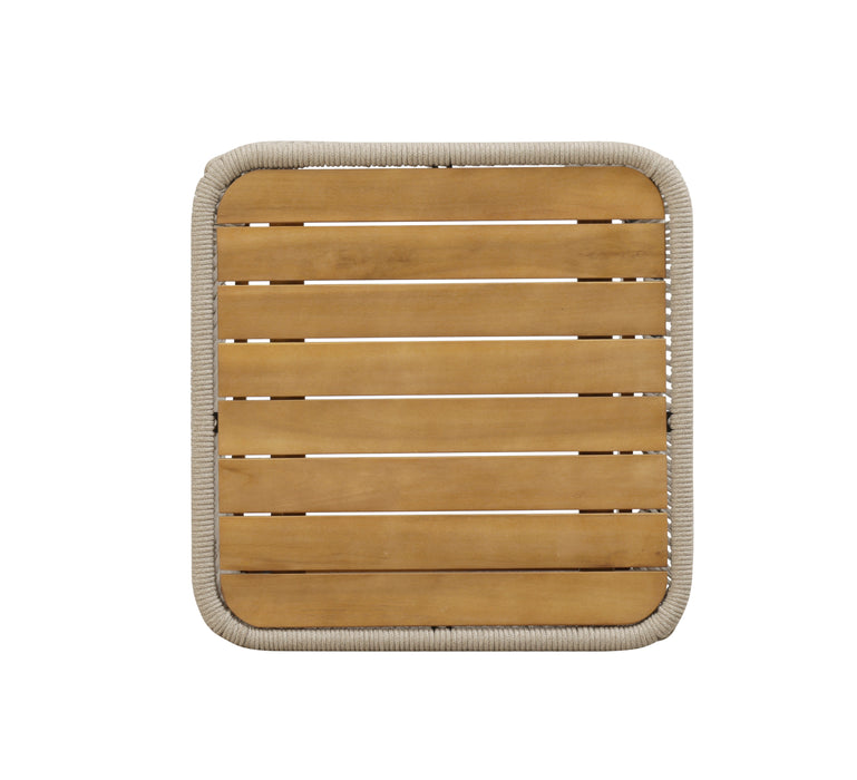 Alpine Teak Collection Rope Design End Table - BEIGE