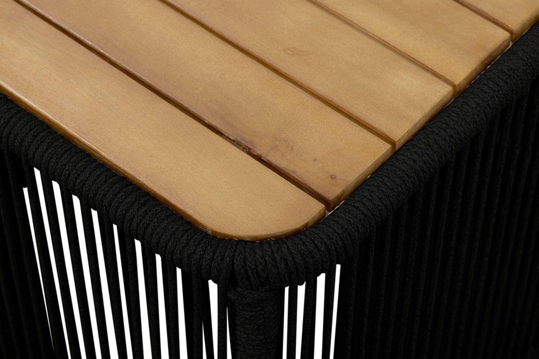 Alpine Teak Collection Rope Design End Table - Black